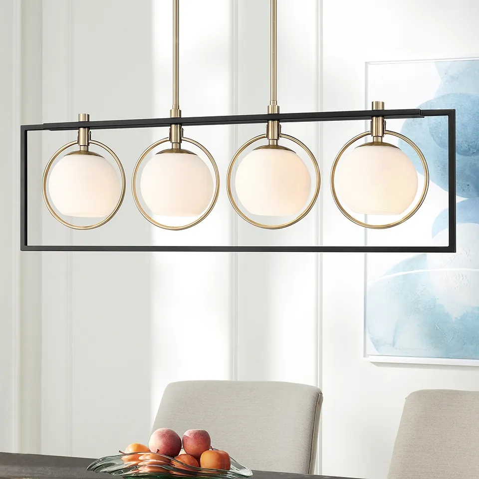 Possini Euro Carlyn 37 1/2" Wide Black and Gold 4-Light Island Pendant