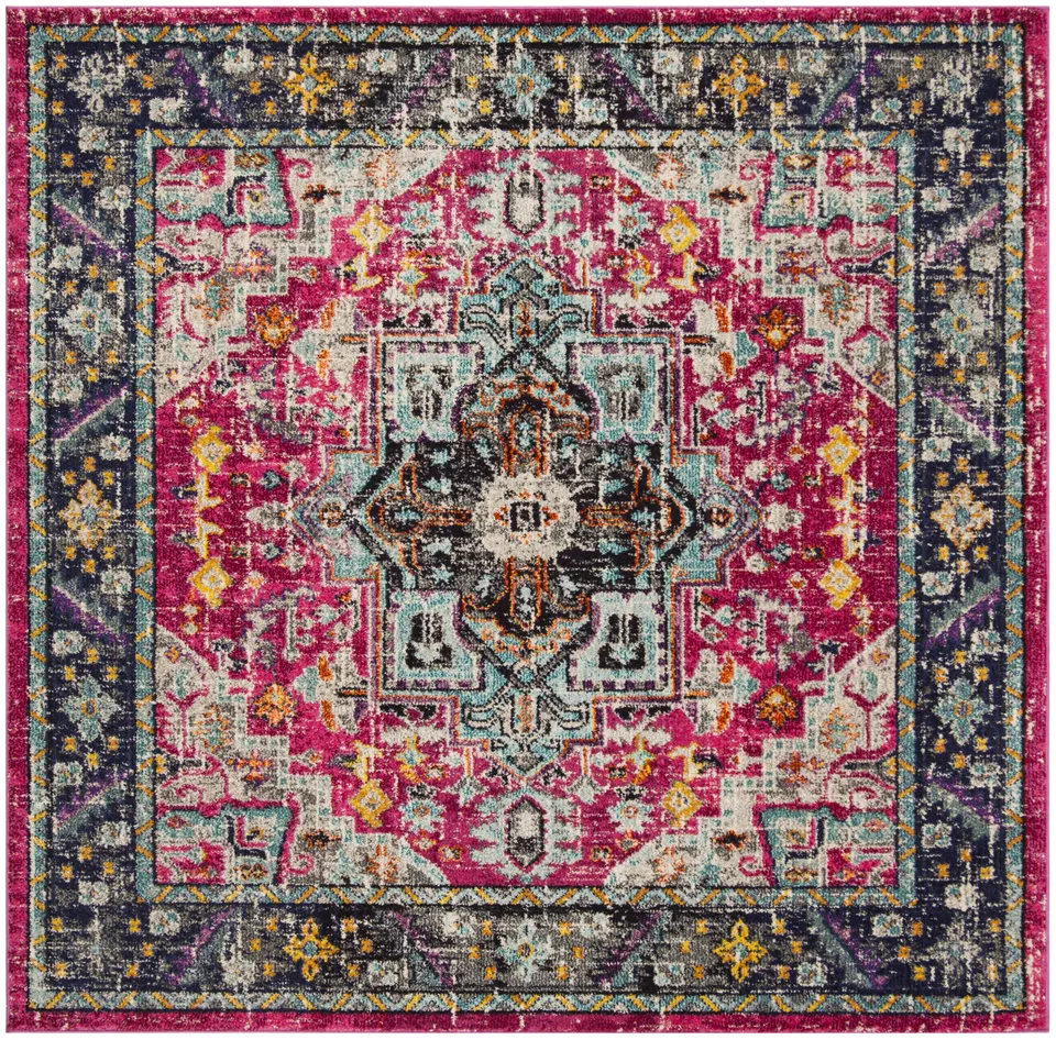 Arlo Home Woven Area Rug, MNC253J, Fuchsia/Grey,  6' 7" X 6' 7" Square