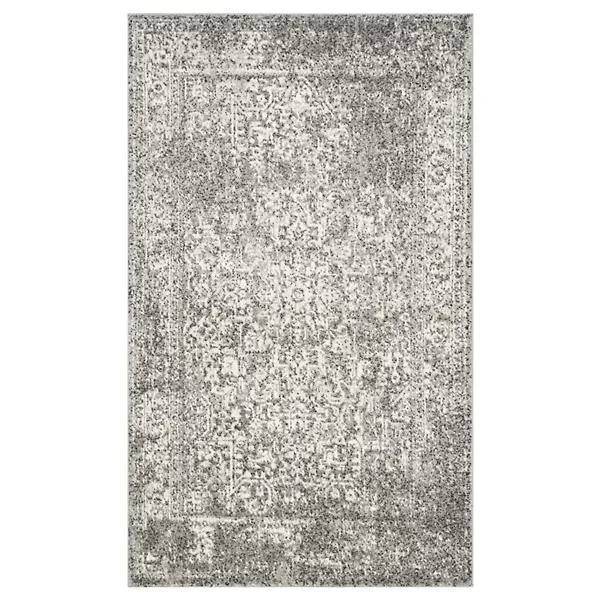 Evermere Distressed Medallion Grey Area Rug