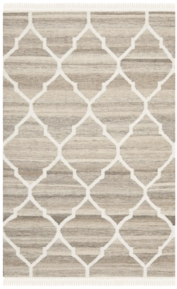 Arlo Home Hand Woven Flatweave Area Rug, NKM317A, Light Grey/Ivory,  4' X 6'