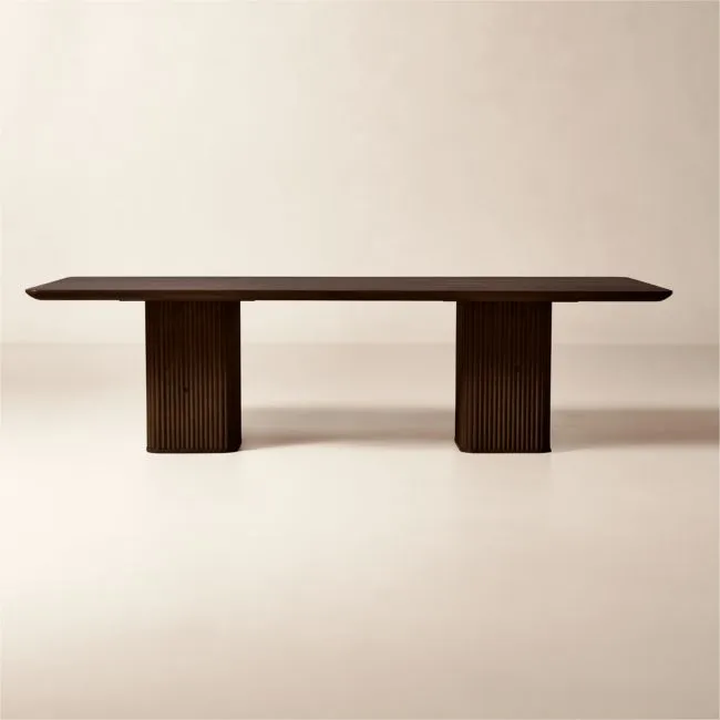 Davison 108" Rectangular Fluted Dark Oak Dining Table