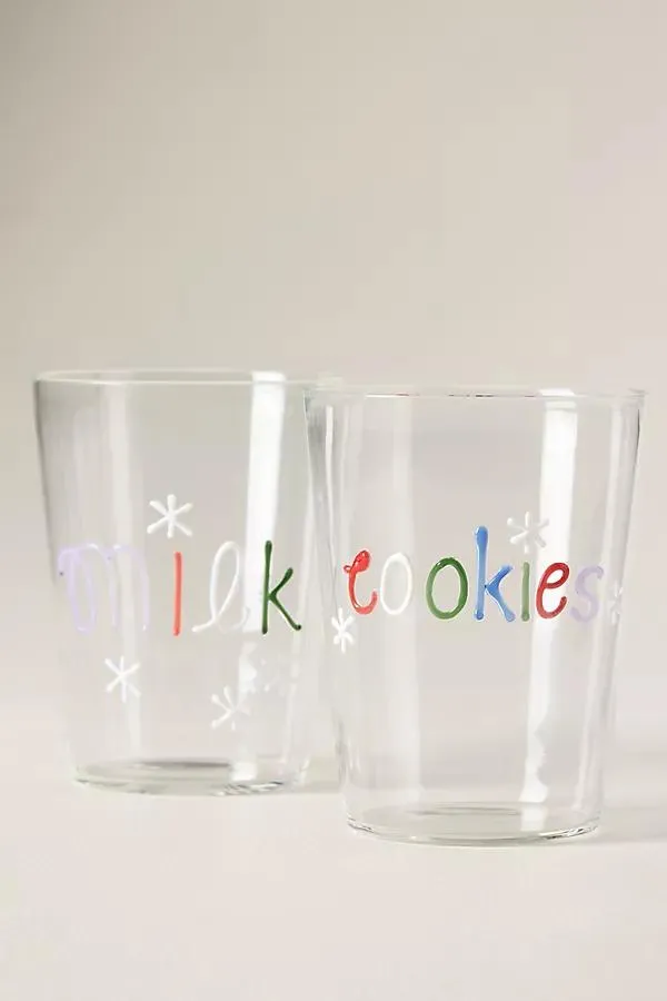 Love Notes Milk & Cookies Juice Glasses, Set of 2