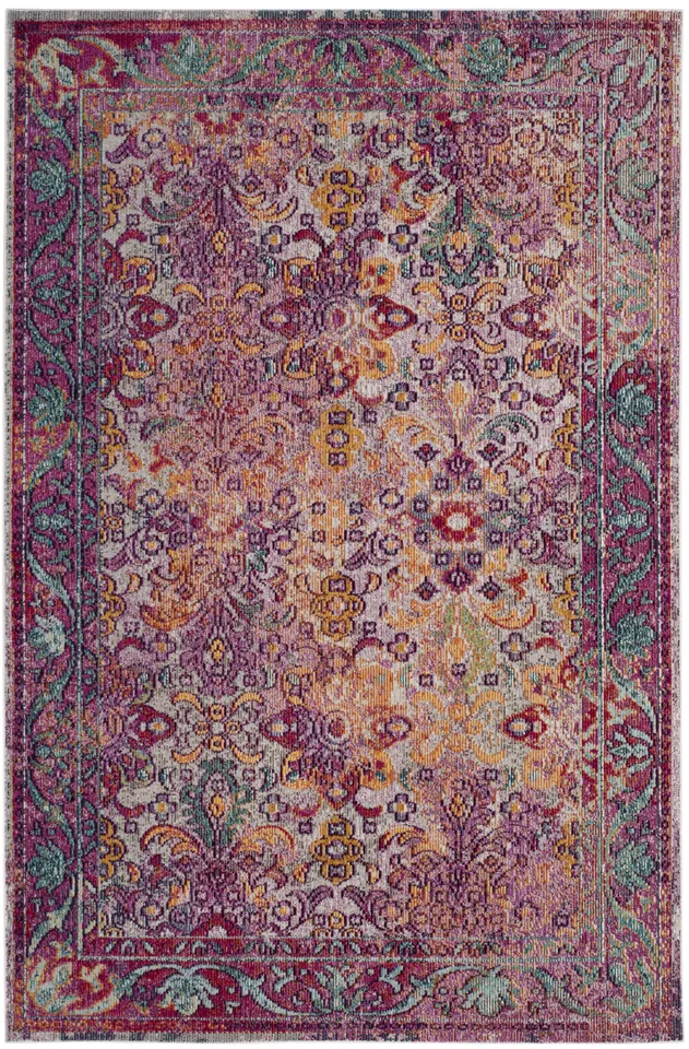 Arlo Home Woven Area Rug, CRS506B, Light Blue/Fuchsia,  4' X 6'