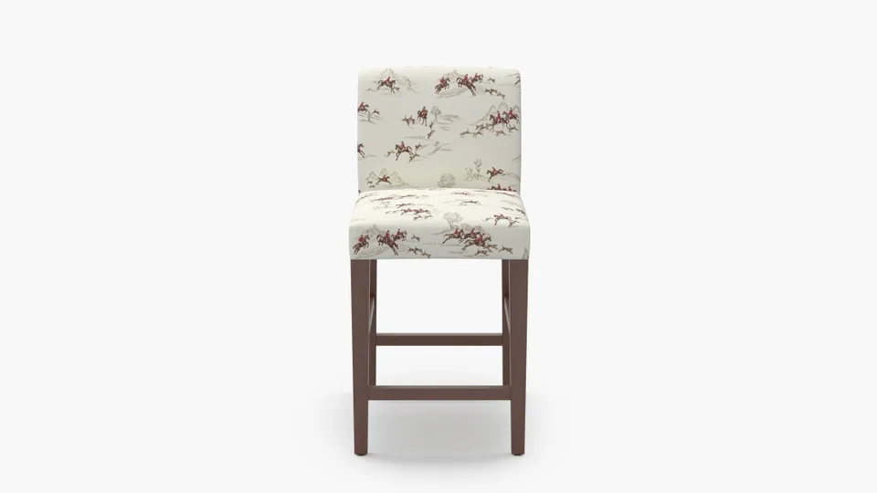 Signature Dining Counter Stool, Red Cotswold Hunt, Walnut Square Tapered Leg