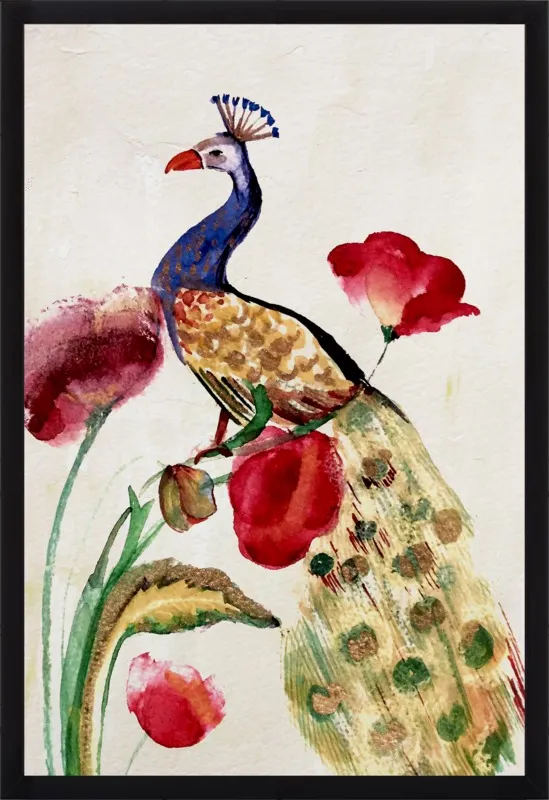 blue gold peacock by Ruti Shaashua for Artfully Walls