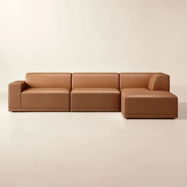 Faible 4-Piece L-Shaped Leather Standard Depth Sectional Sofa with Left-Arm