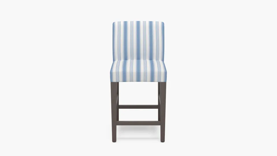 Signature Dining Counter Stool, Cornflower Regency Stripe, Espresso Square Tapered Leg