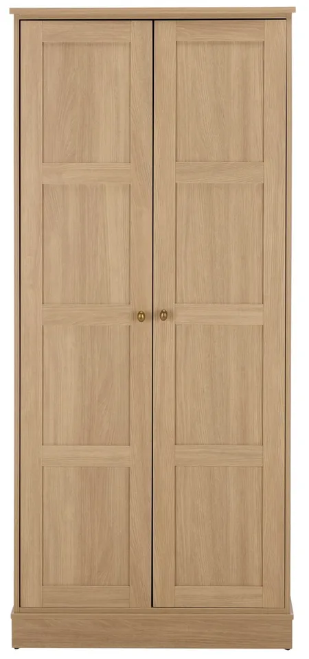 Shafa 2 Door Wardrobe - Natural / Brass