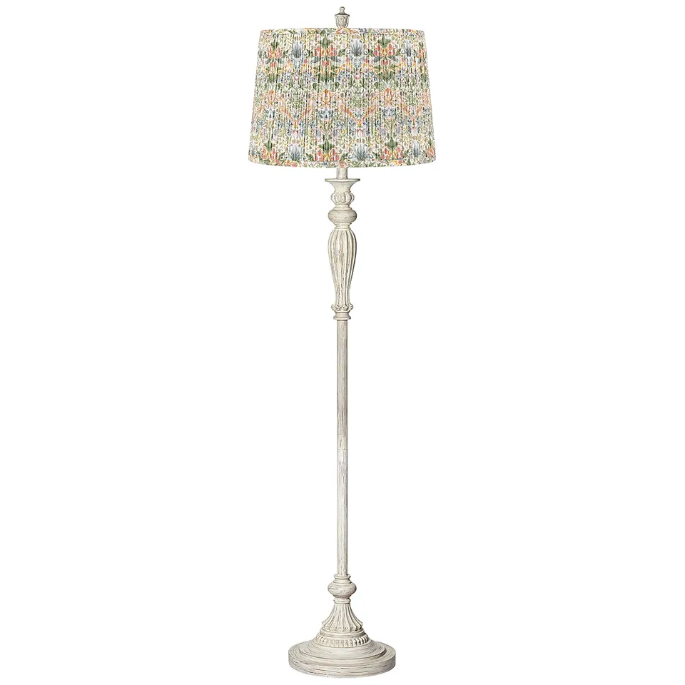 Colonnade Antique White Floor Lamp with Multi-Color Shade