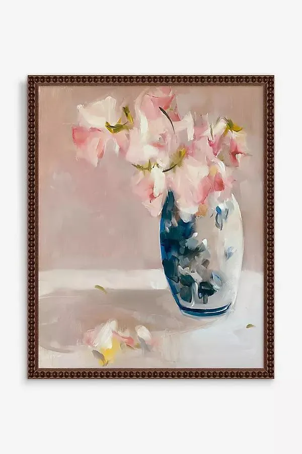 Sweet Peas in Delft Vase Wall Art