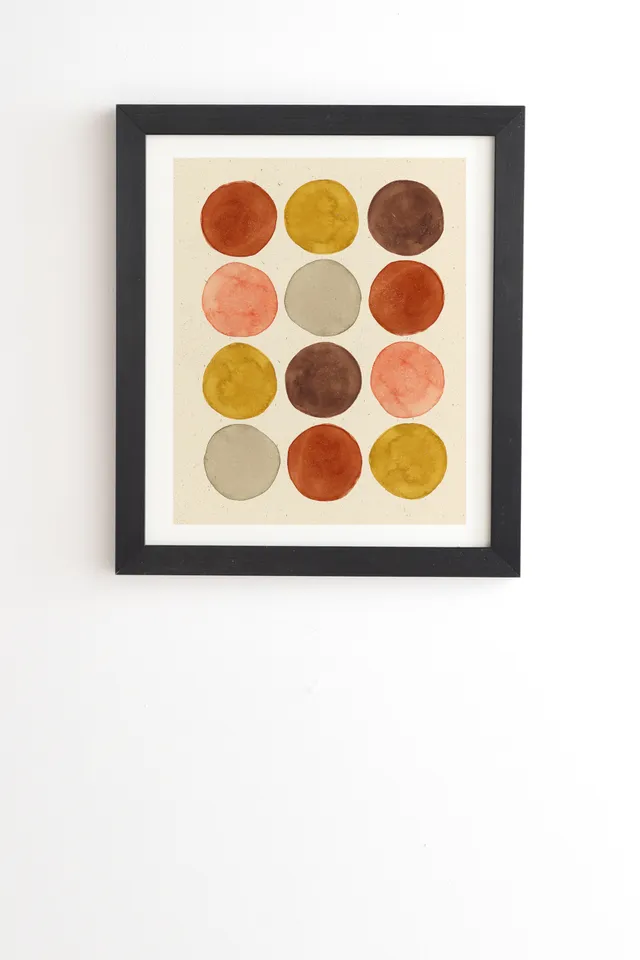 Watercolor Dots Rust Ochre by Pauline Stanley - Framed Wall Art Basic Black 30" x 30"