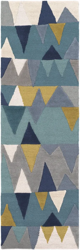 Kennedy Blue Indoor 2'6" x 8' Handmade Rug