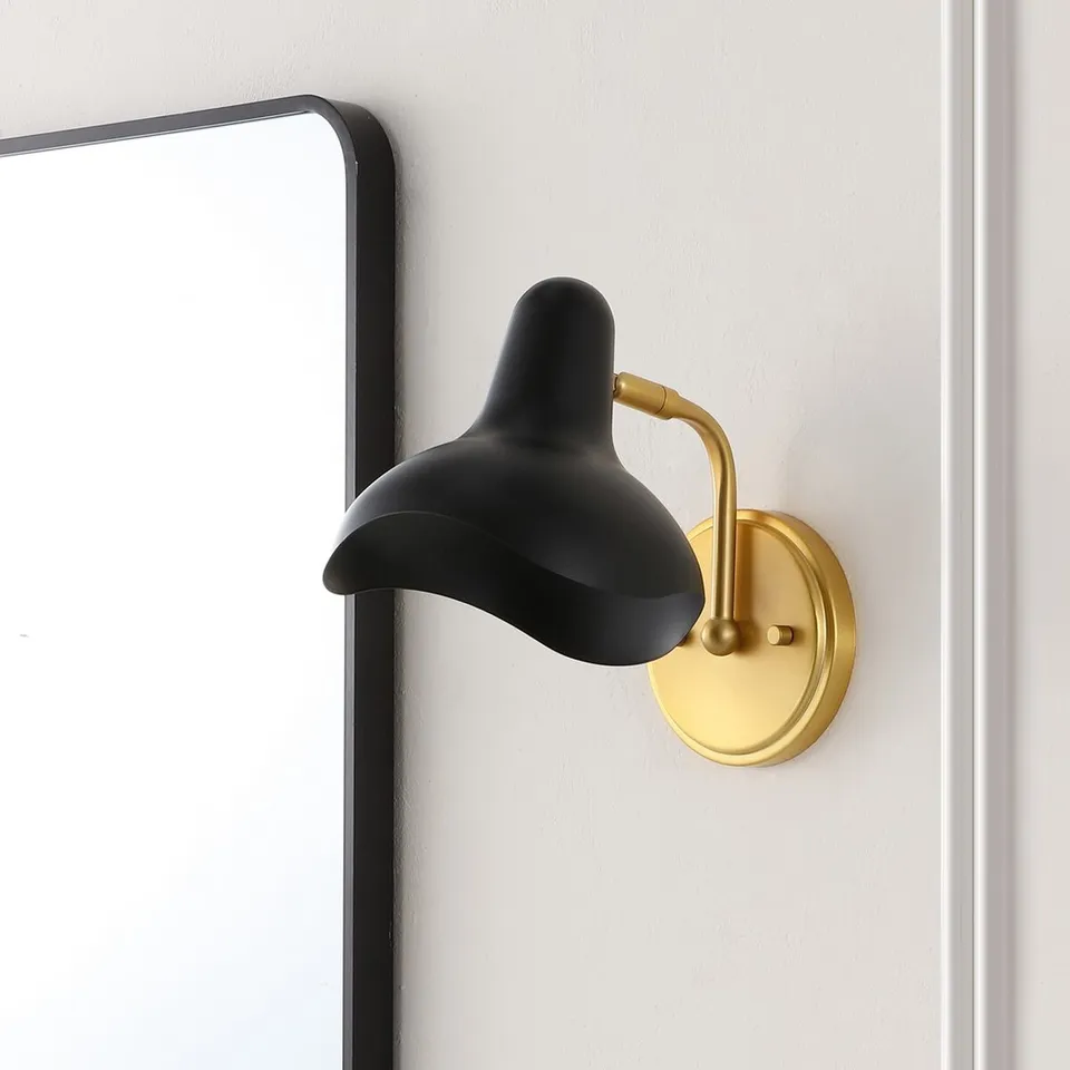 Norrix 10" Wall Sconce, Set Of 2 - Black / Brass