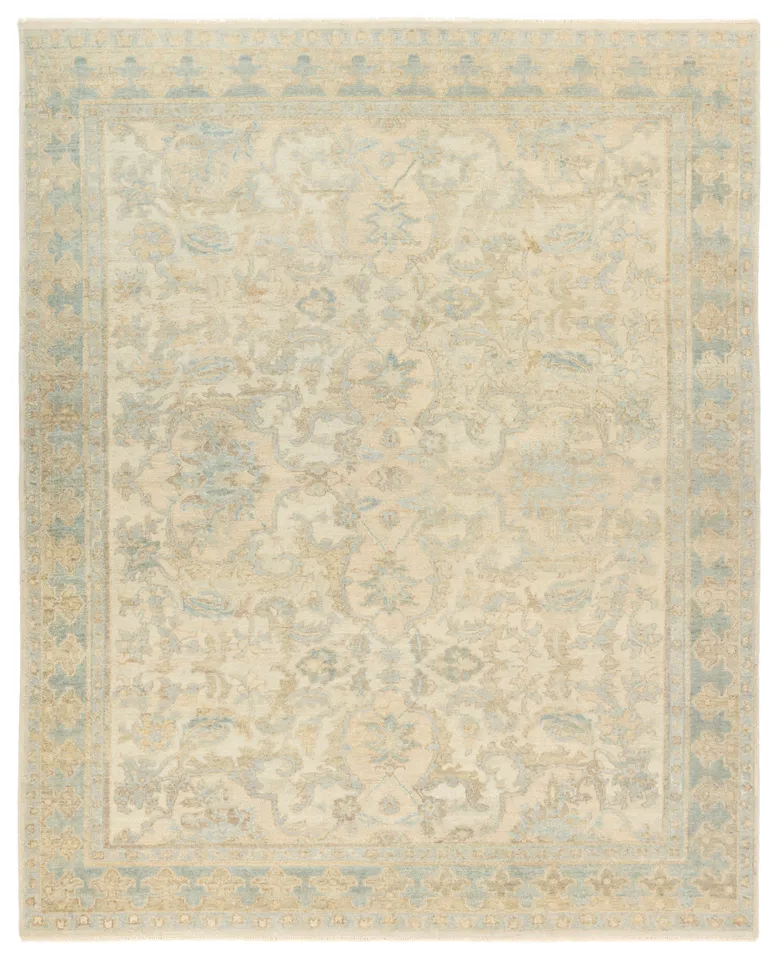Oriana Handknotted Floral Blue/Gray Area Rug (6'X9' Rectangle)