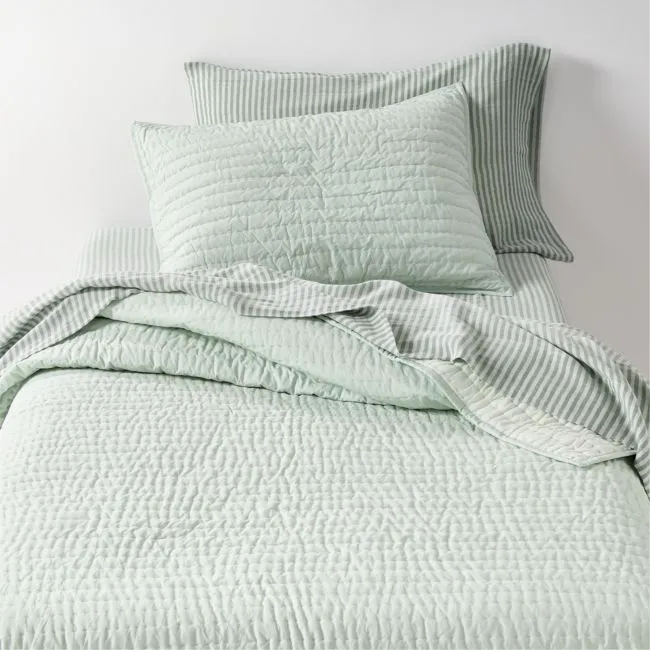 Cozy Cloud Muted Teal Washed Kids Twin Quilt