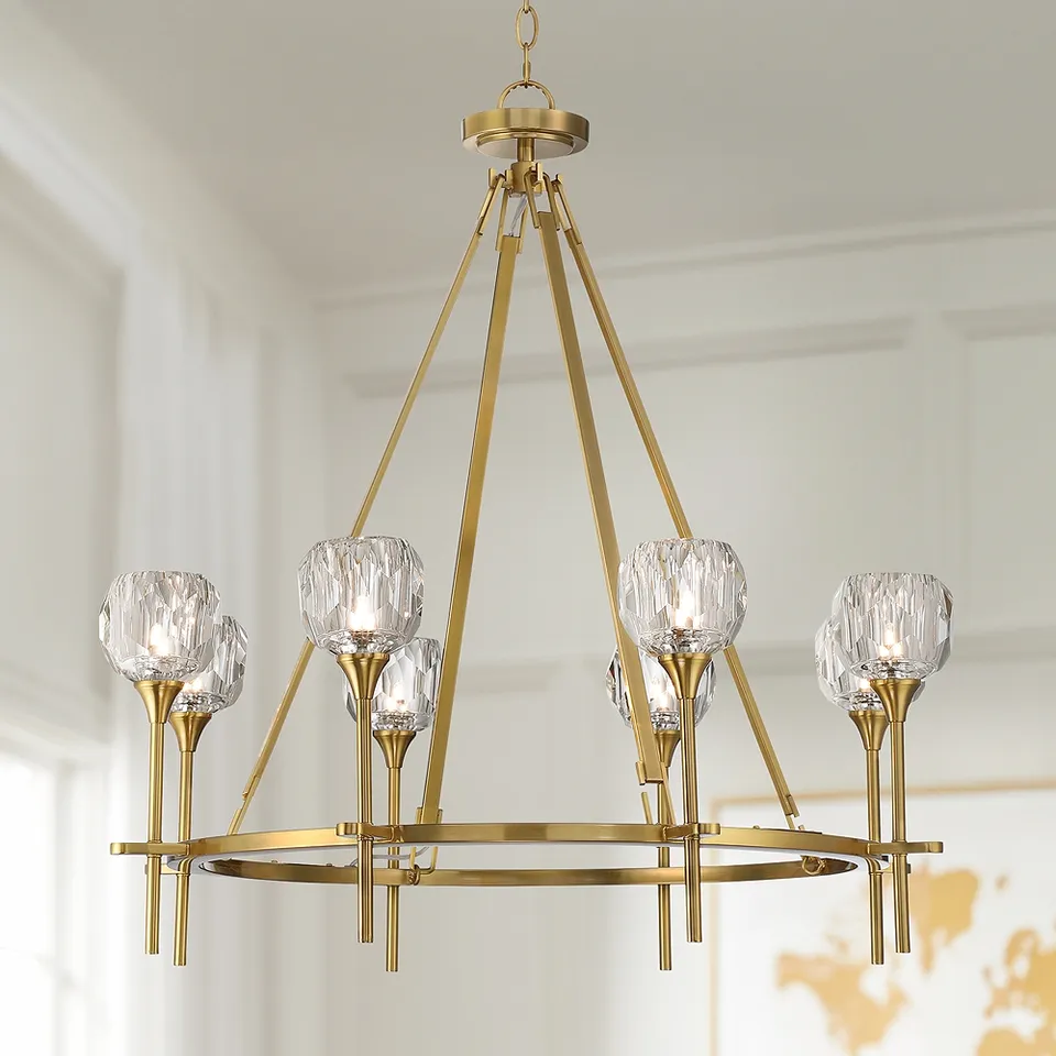 Possini Euro Francie 32" 8-Light Crystal Glass Gold Ring Chandelier