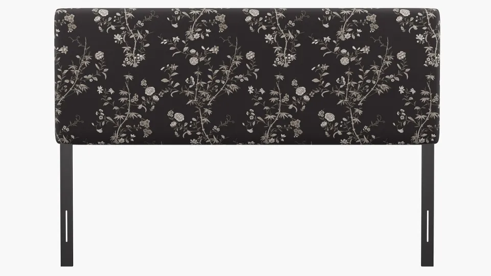 Square Back Headboard, Black Bamboo Garden, King
