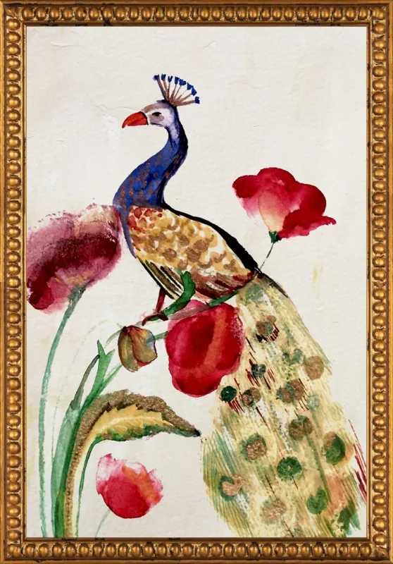 blue gold peacock by Ruti Shaashua for Artfully Walls