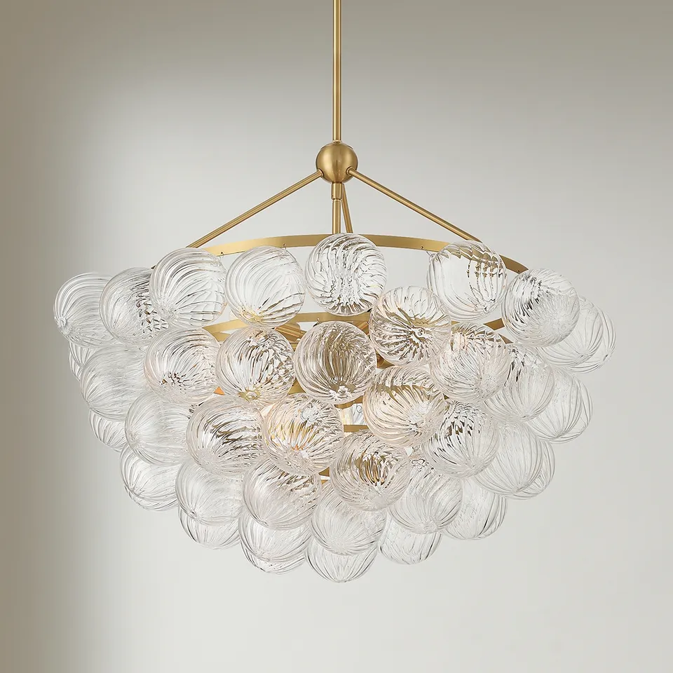 Possini Euro Albaro 27"W Gold and Fluted Glass 9-Light Pendant Light
