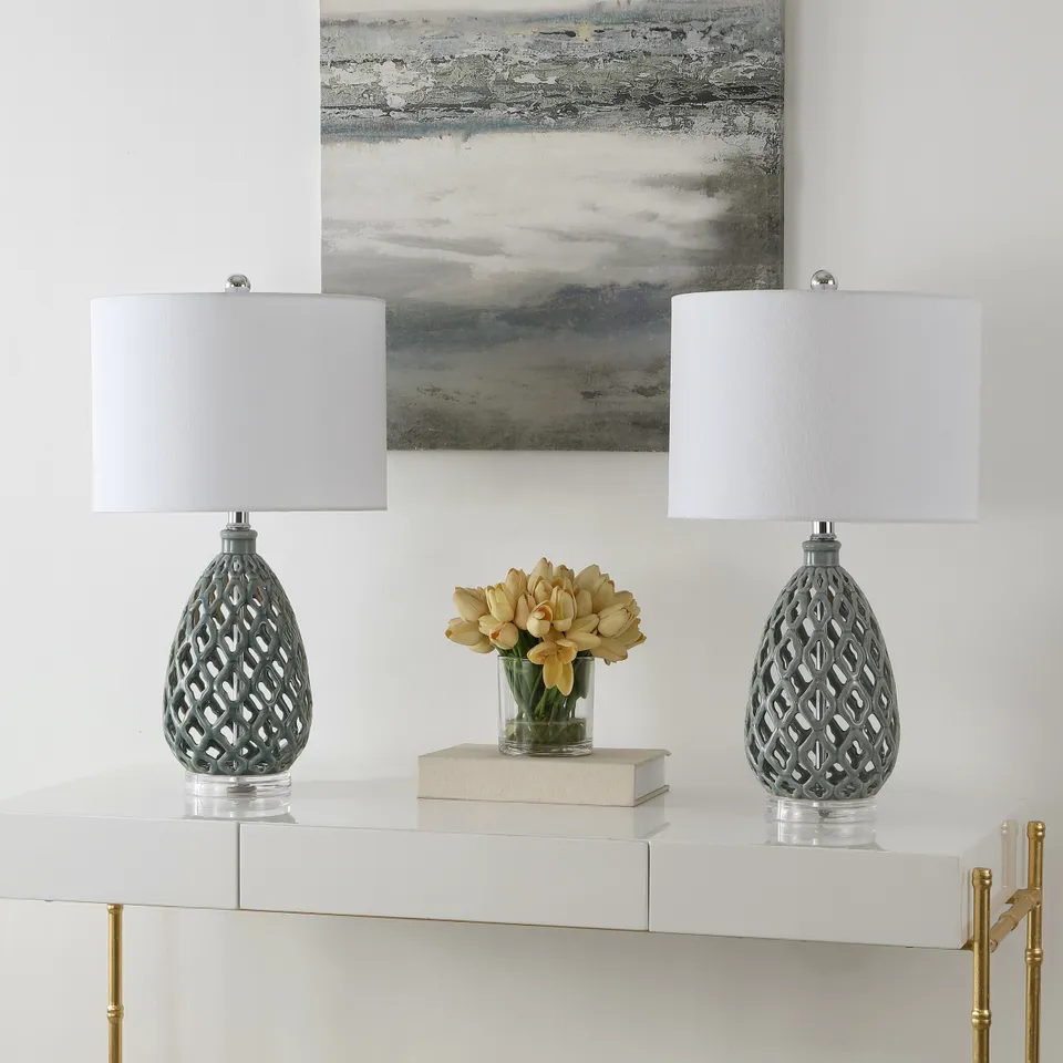 Quin 25" Table Lamp, Set Of 2 - Grey