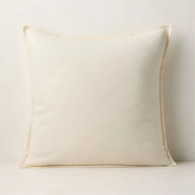 Callas Warm White Linen Throw Pillow with Down-Alternative Insert 20"x20"