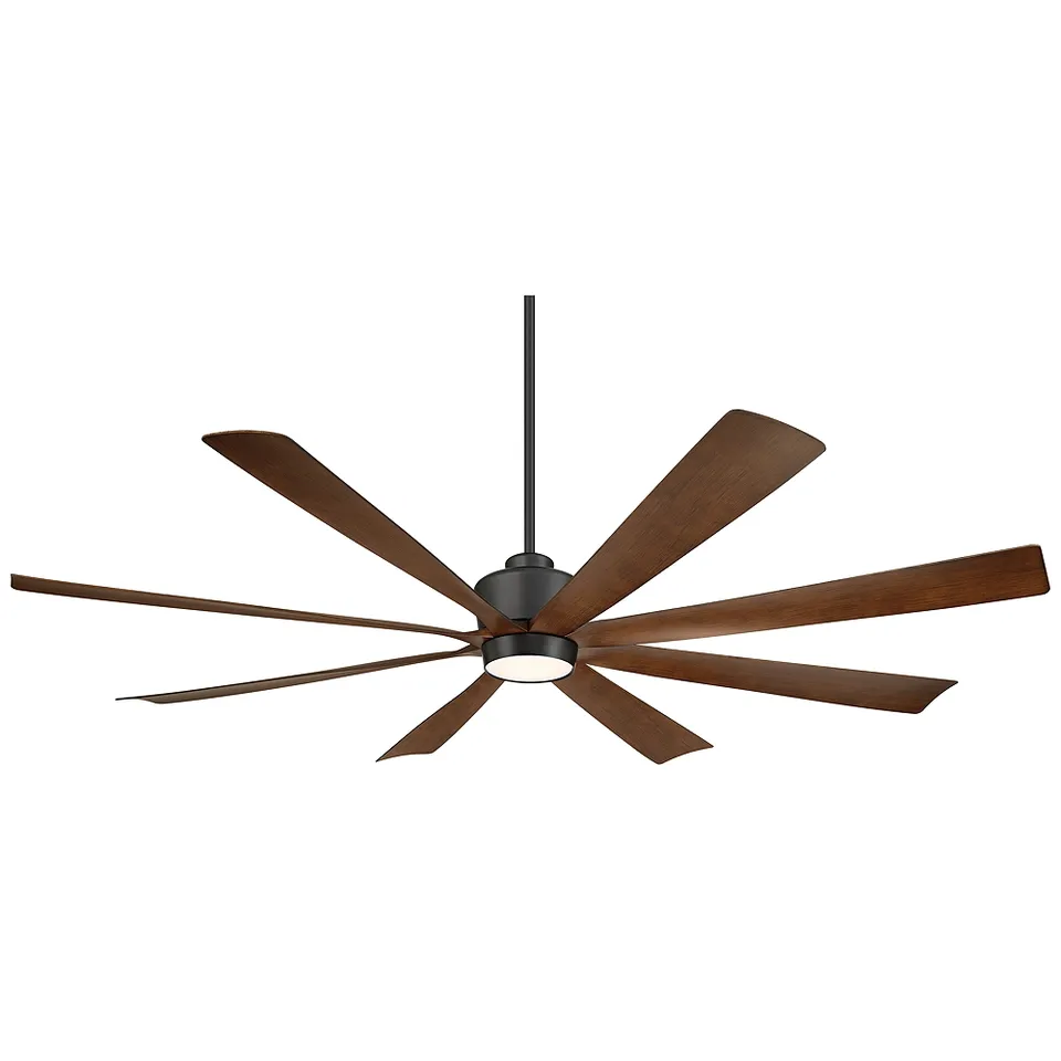 72" Casa Grande Matte Black and Dark Walnut LED Large Ceiling Fan