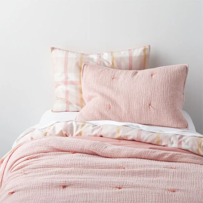 Aire Crinkle Pink Hand-Quilted Kids Twin Comforter