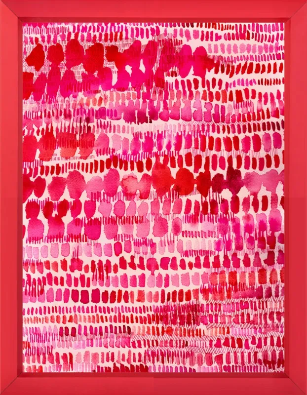 Pink and Red Watercolor Patterns Wall Art  by Paula Mills for Artfully Walls
