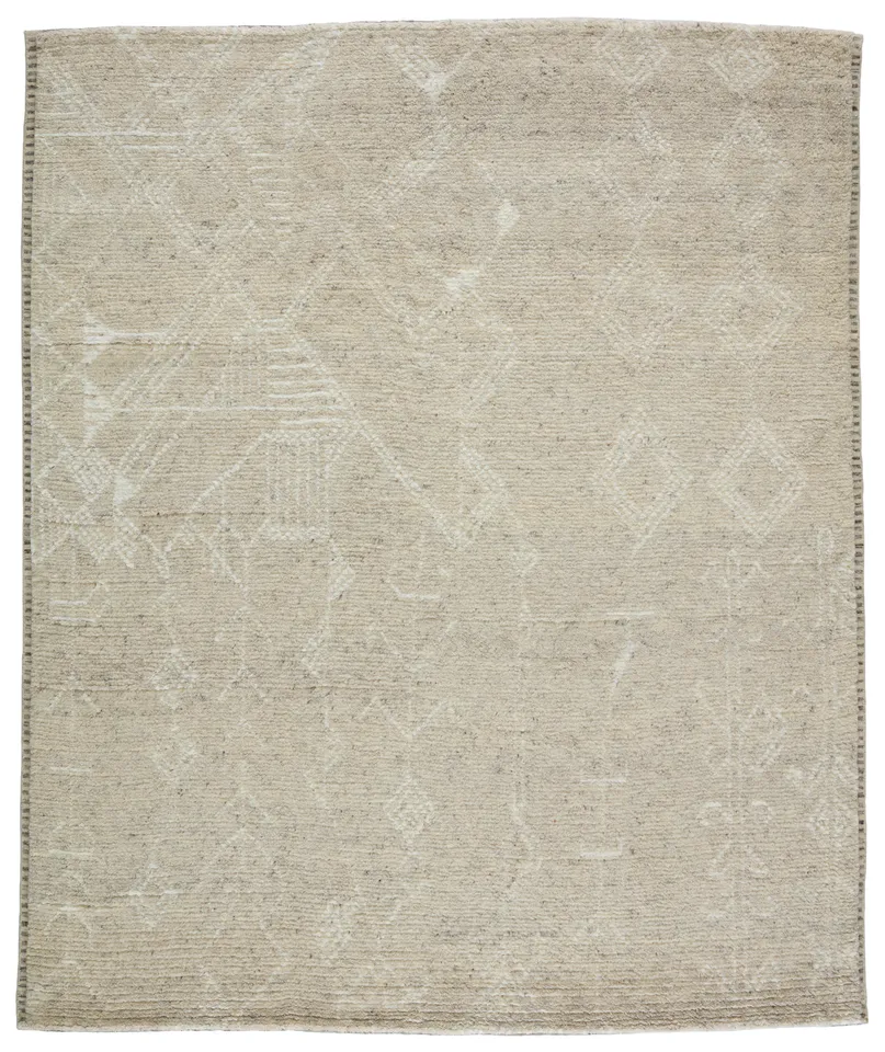 Merida Hand-Knotted Tribal Light Taupe/ Ivory Area Rug (6'X9')