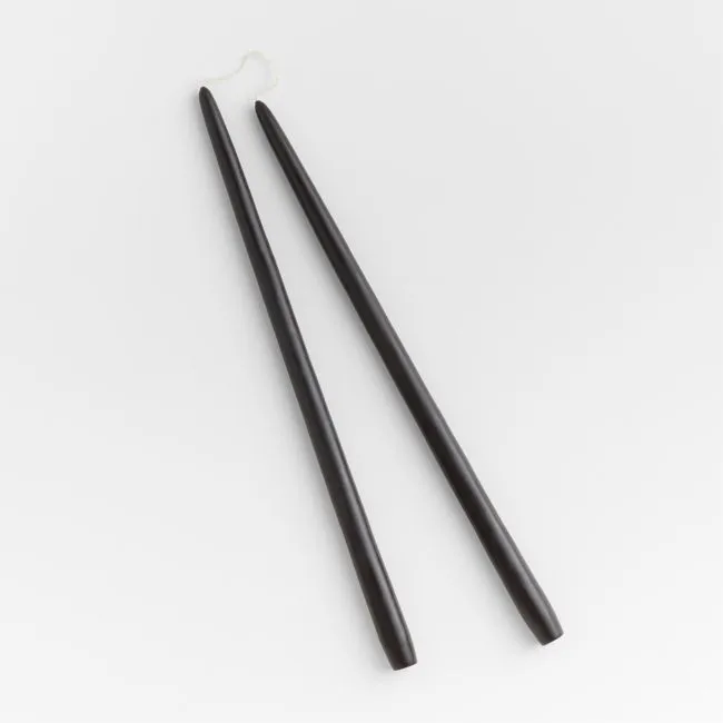 Black 18" Dipped Taper Candles, Set of 2