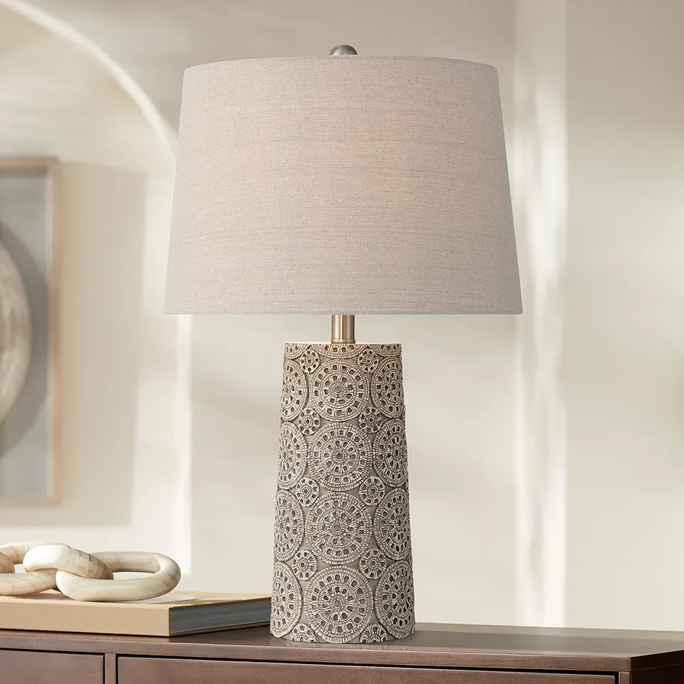 Lavinia 24 1/2" High Carved Stone Motif Table Lamp