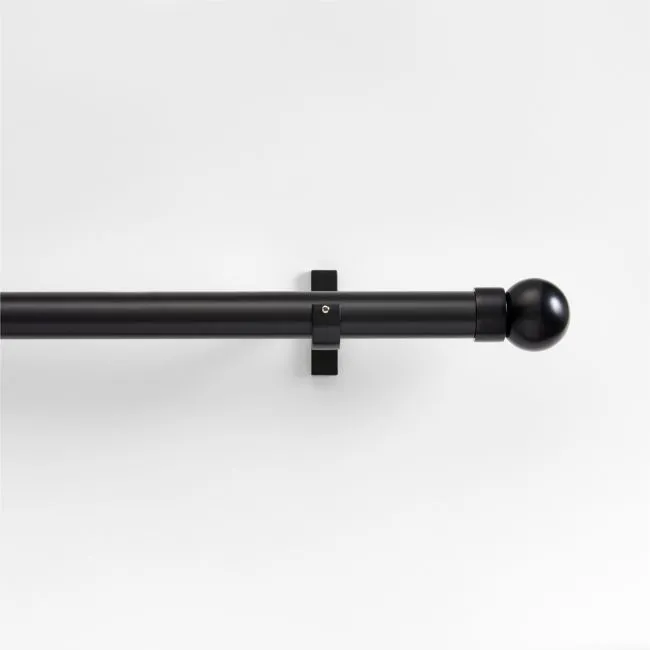 1" Black 28"-48" Rod with Small Round Finial