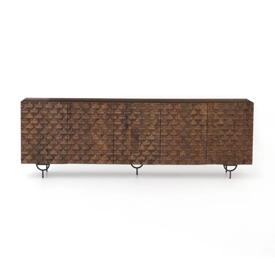 Rio Media Console-Round Cut Antique Brwn
