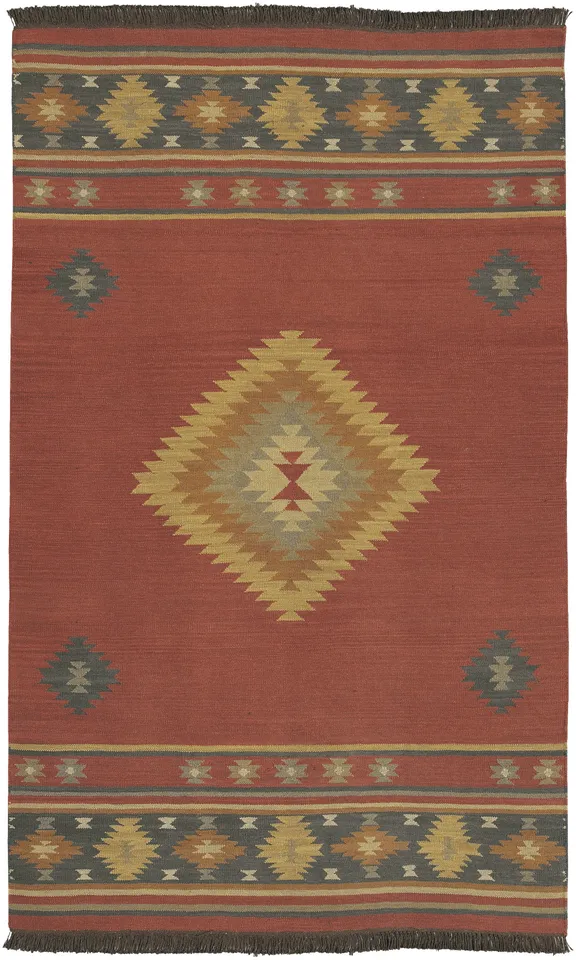 Jewel Tone Red Indoor 5' x 8' Handmade Rug