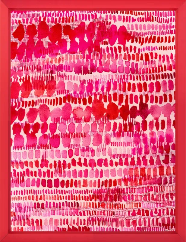 Pink and Red Watercolor Patterns Wall Art  by Paula Mills for Artfully Walls