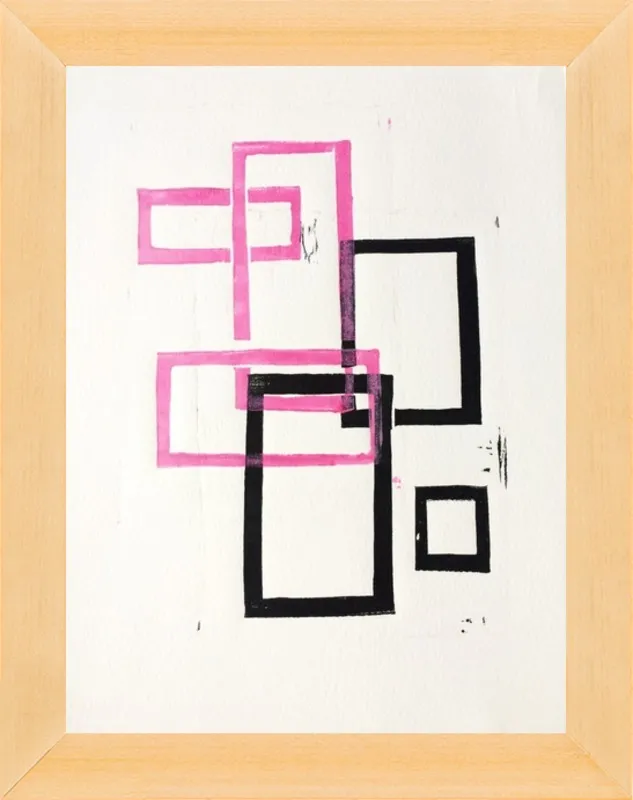 Pink and Black Geometric Squares x2 by Stacy Rajab for Artfully Walls