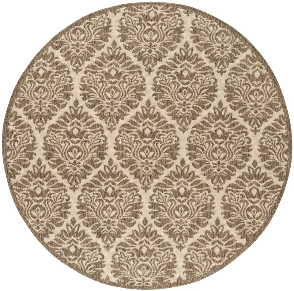 Arlo Home Indoor/Outdoor Woven Area Rug, LND135C, Cream/Beige,  6' 7" X 6' 7" Round