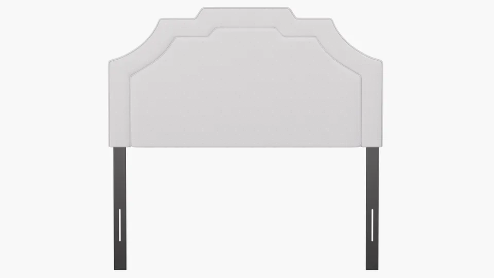 Art Deco Headboard, White Twill, Full