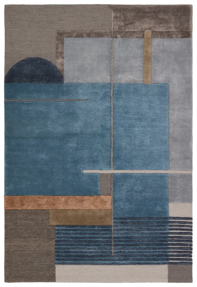 Perpetual Handmade Abstract Blue/Gray Area Rug (8'X10')