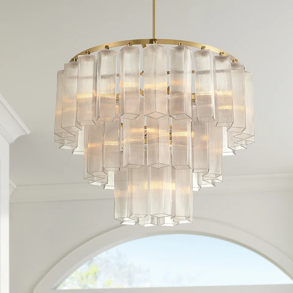 Possini Euro Marcie 31" Wide Soft Gold 3-Tier Chandelier