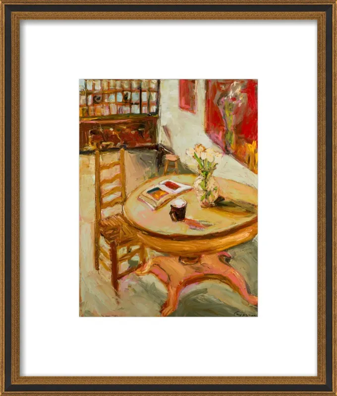 Still Life with open book on table by Ana Guzman for Artfully Walls