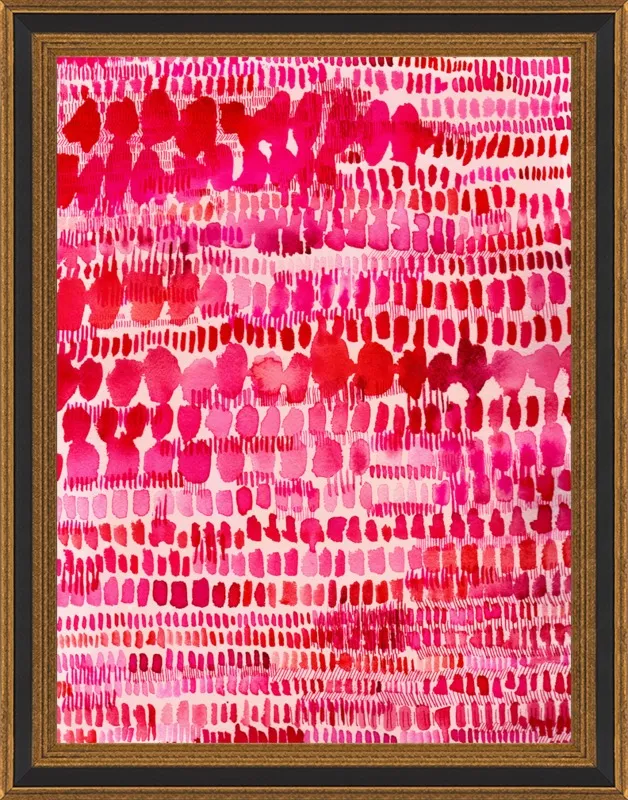 Pink and Red Watercolor Patterns Wall Art  by Paula Mills for Artfully Walls