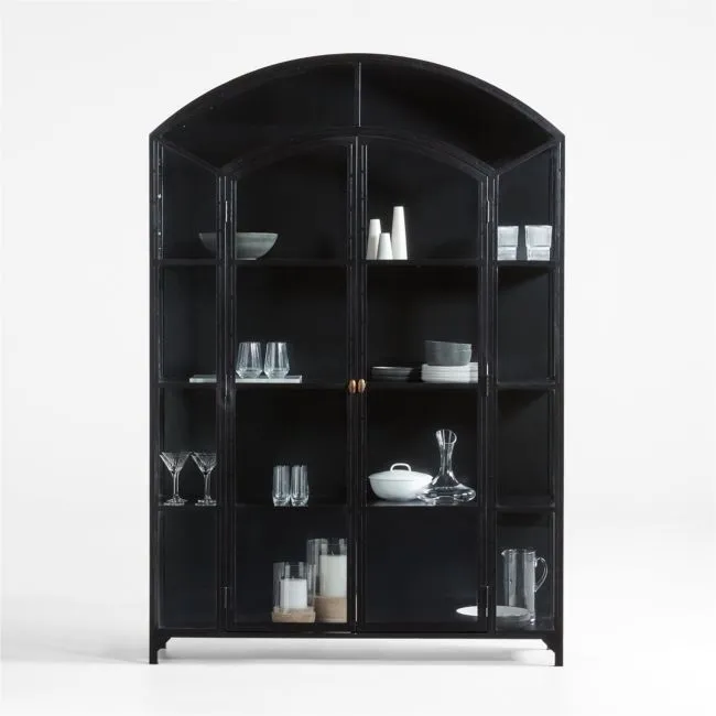 Ventana 60" Black Metal and Glass Storage Display Cabinet
