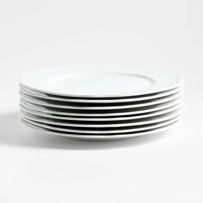 Loire White Porcelain Dinner Plates, Set of 8