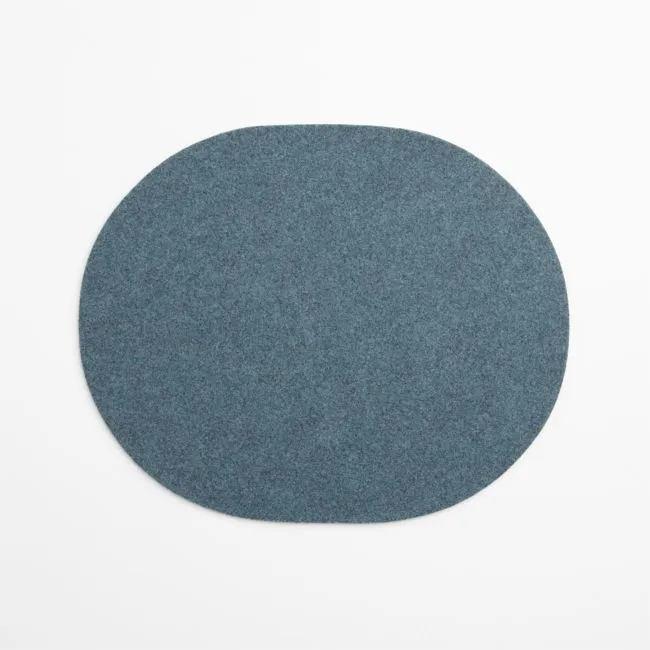 Oval Stormy Weather Blue Felt Placemat