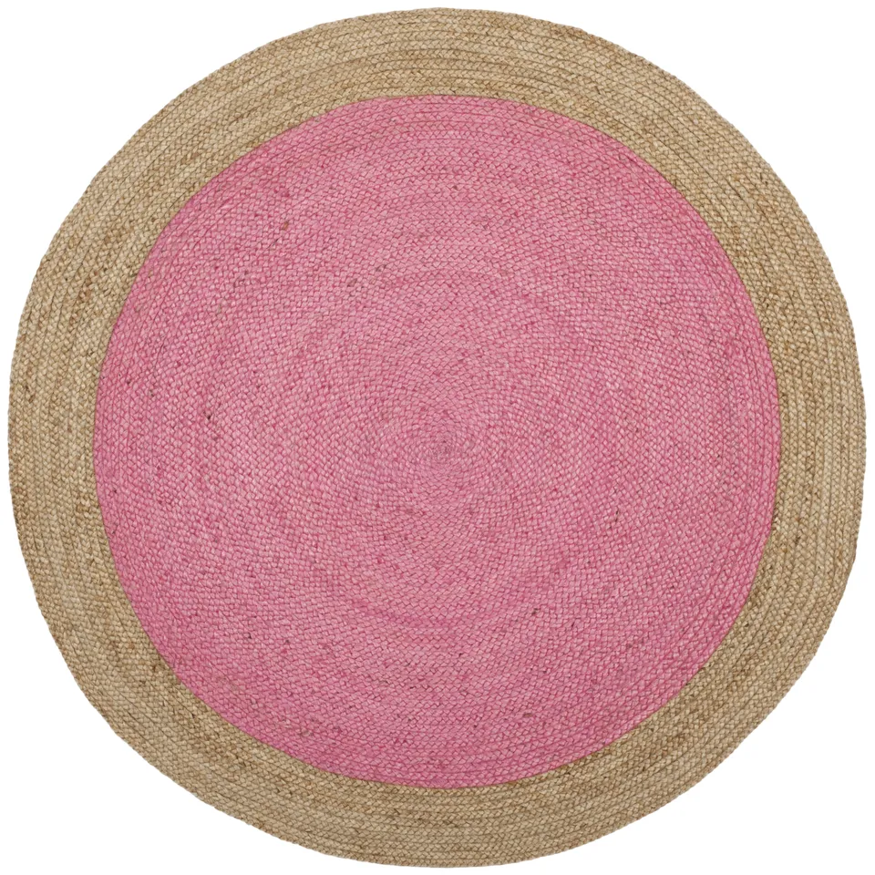 Arlo Home Hand Woven Area Rug, NF801P, Pink/Natural,  6' X 6' Round