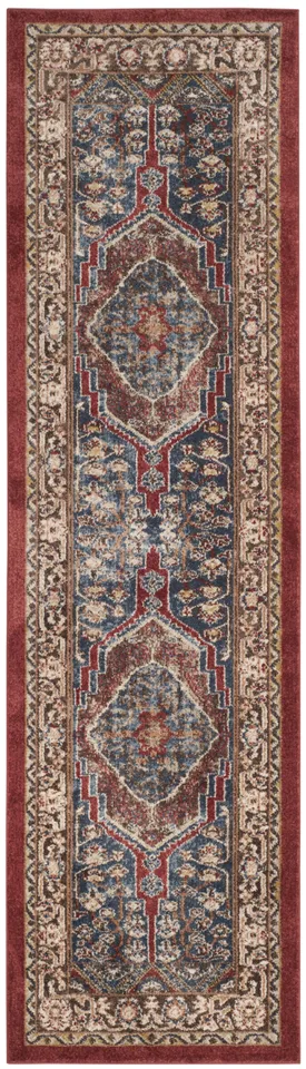Arlo Home Woven Area Rug, BIJ636B, Royal/Brown,  2' 3" X 8'