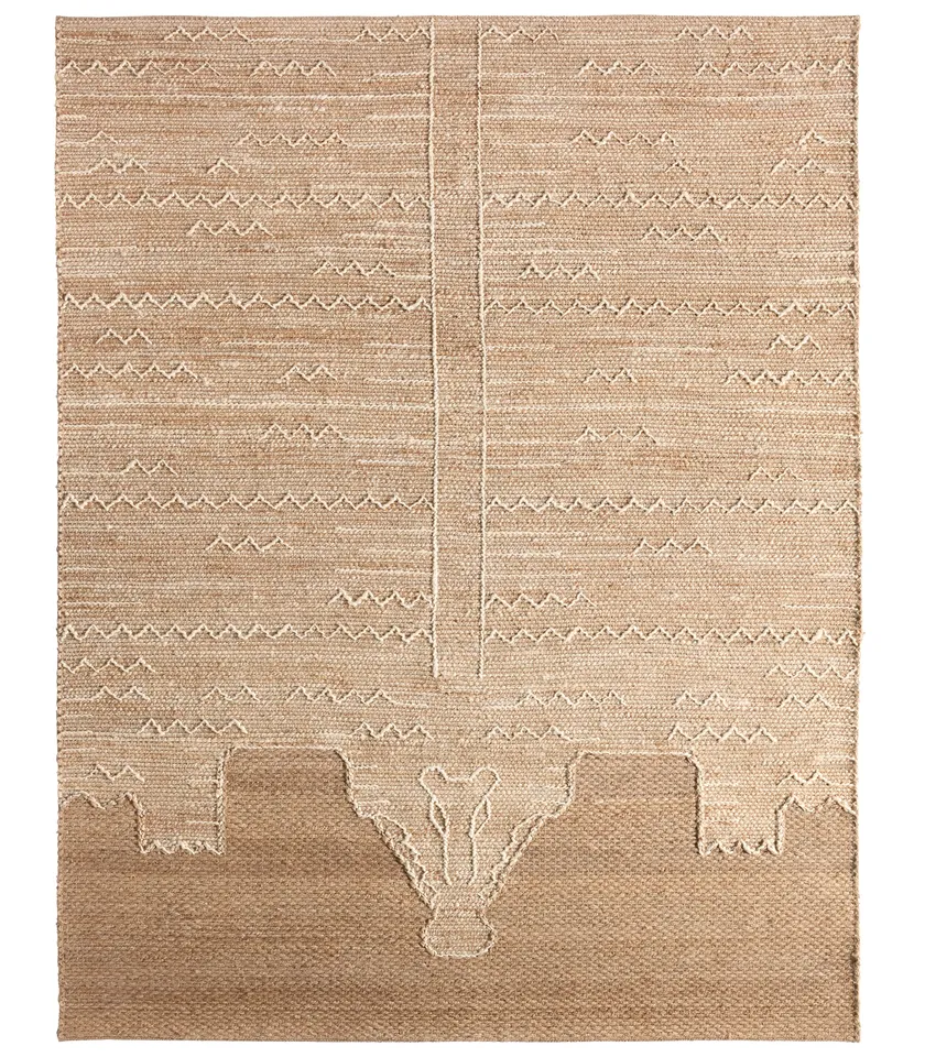 Kiburi SOS01 Handwoven Geometric Tan Area Rug (3'X5')