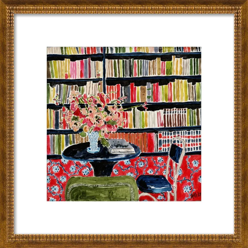 Books with Flowers by Kate Lewis for Artfully Walls