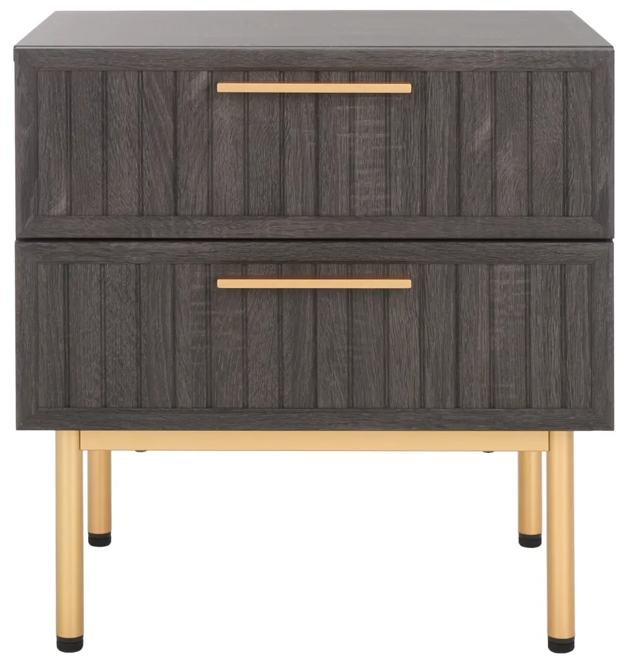 Axelle 2 Drawer Nightstand - Distressed Black / Gold